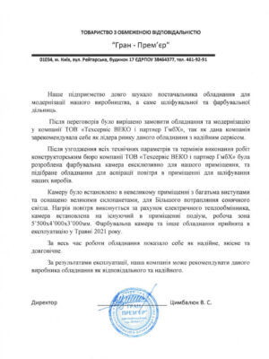 Модернізація виробництва ТОВ “Гран-Прем’єр” за допомогою TWEKO