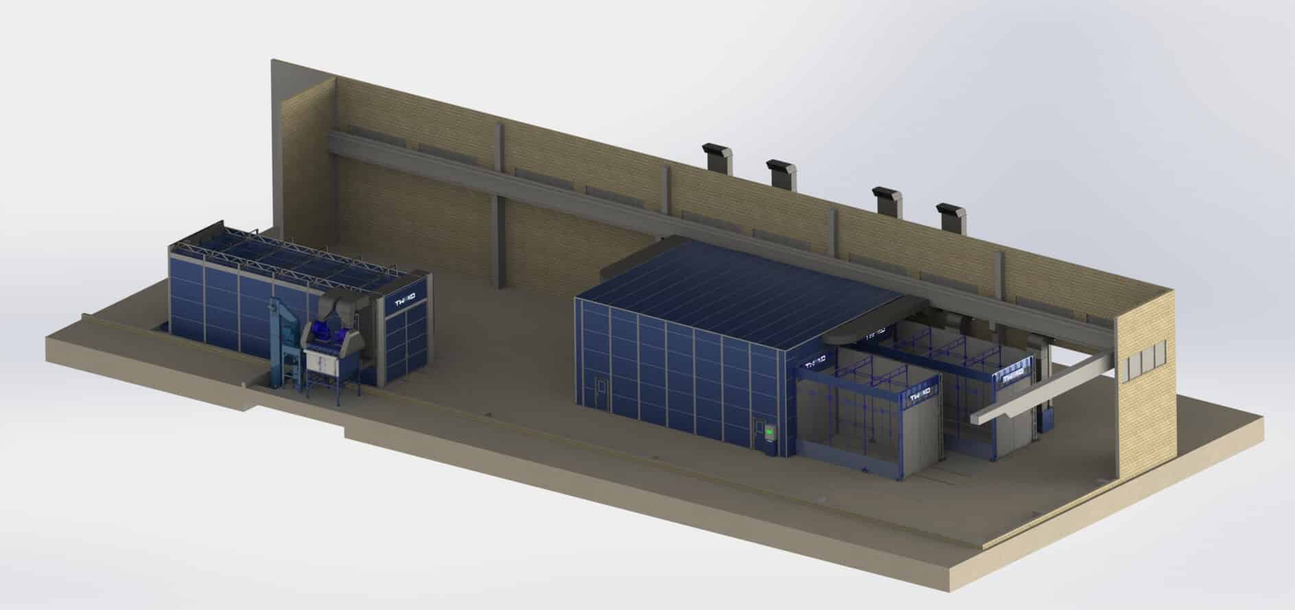 Комплекс дробеметной очистки и покраски для производителя спецтехники ООО «С-К-С»